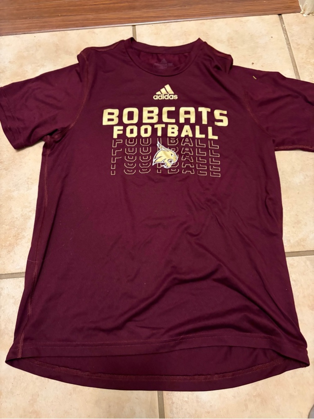 Adidas Texas state  Maroon "Bobcats Football" Tee